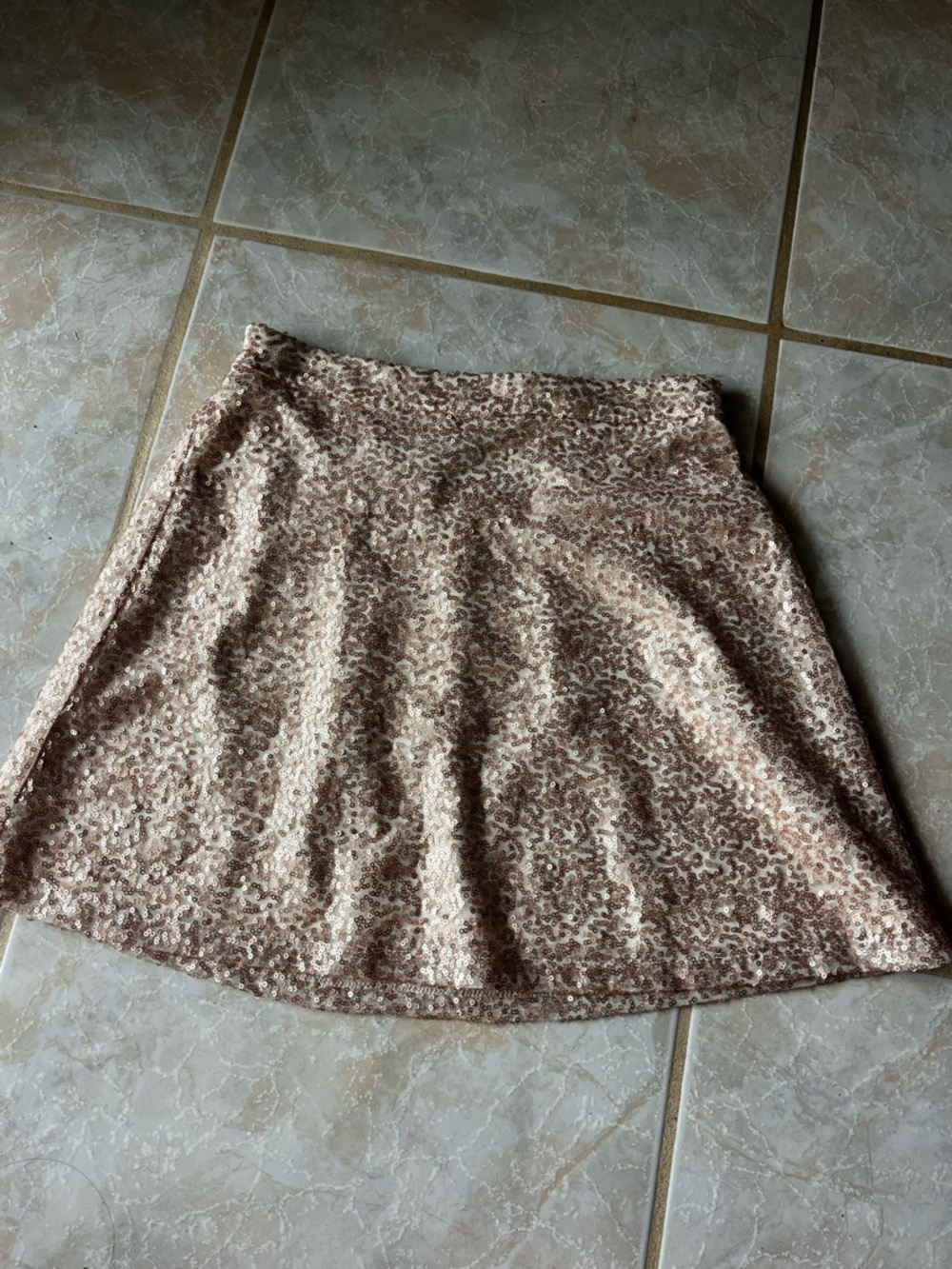 American Eagle Outfitters Rose Gold Sequin A-Line Skirt